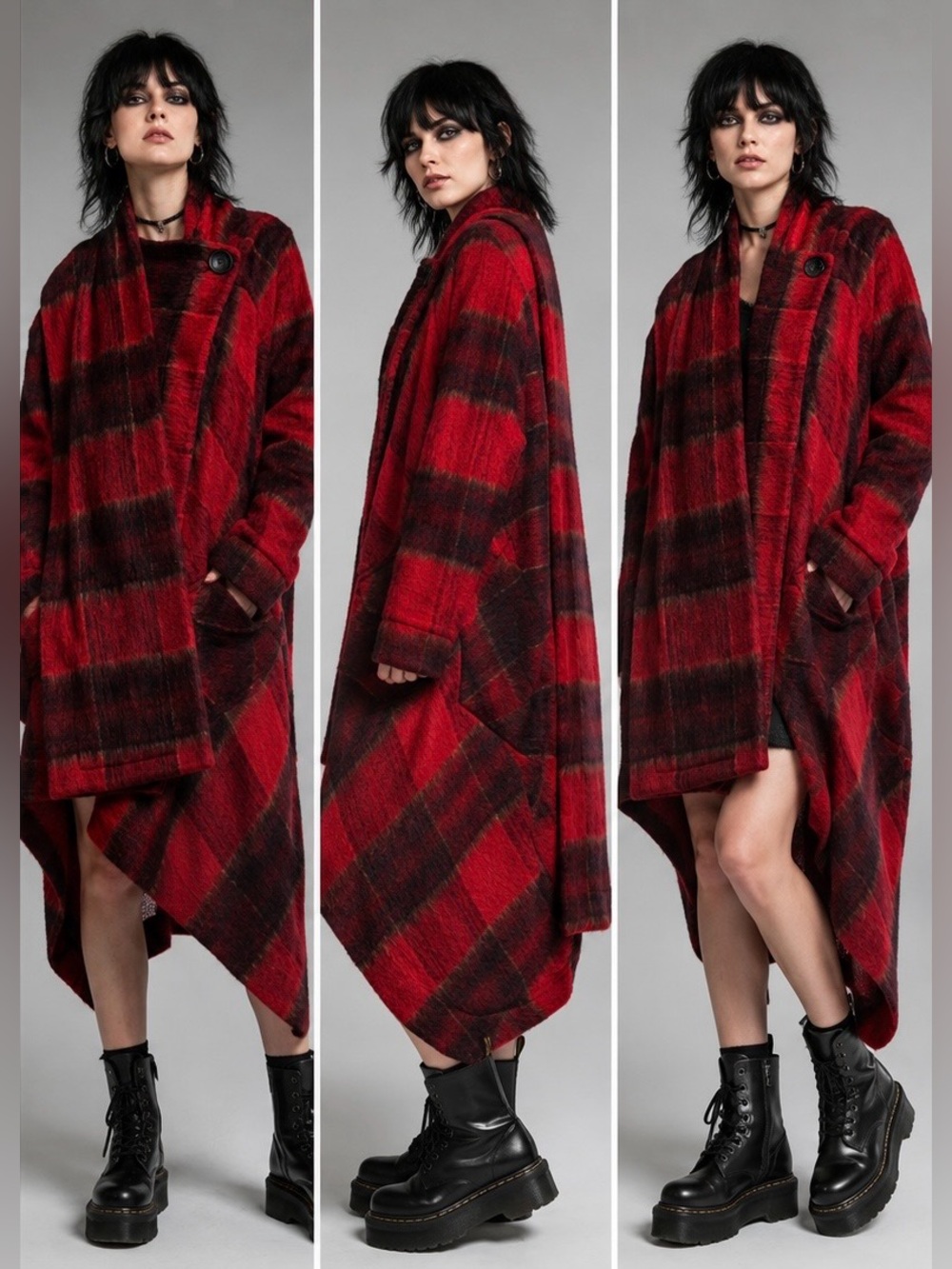Vivienne Westwood Plaid Asymmetrical Blanket Cape Coat